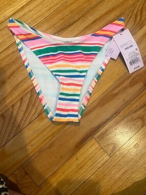 wild fable Multicolor Striped Ribbed Bikini Top